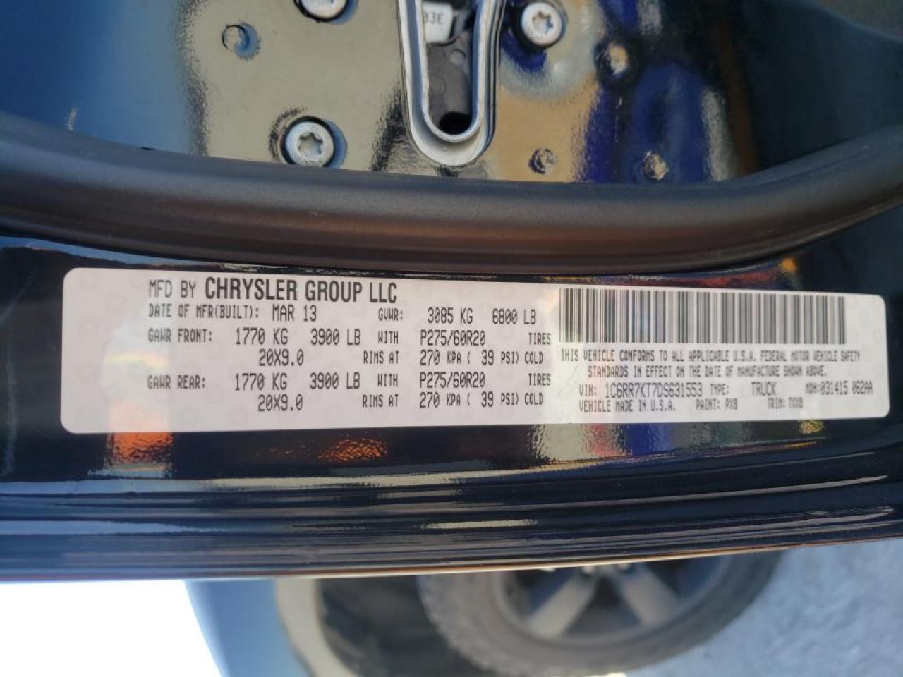 Photo 10 from auction – 2013 RAM 1500 ST with VIN 1C6RR7KT7DS631553