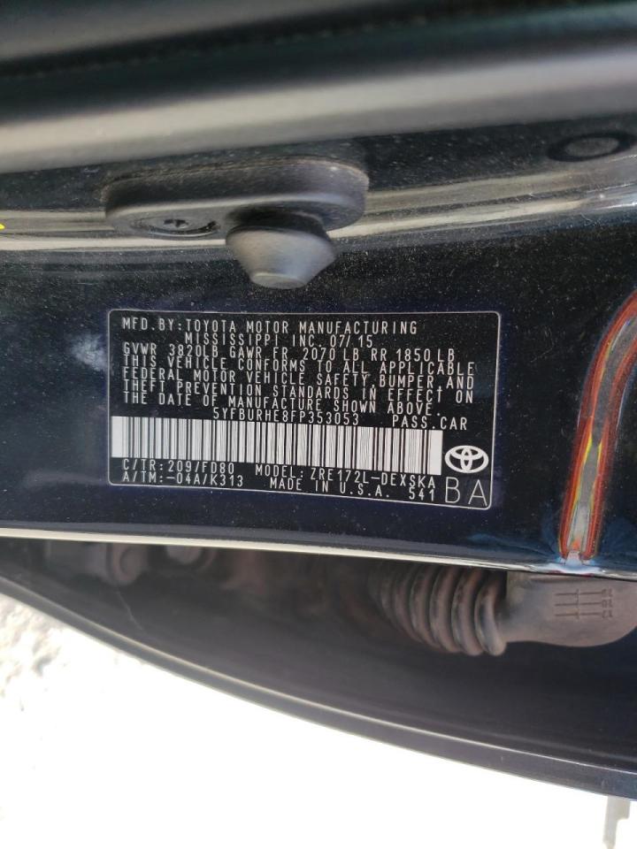 Zdjęcie 10 z aukcji – 2015 TOYOTA COROLLA L z VIN 5YFBURHE8FP353053