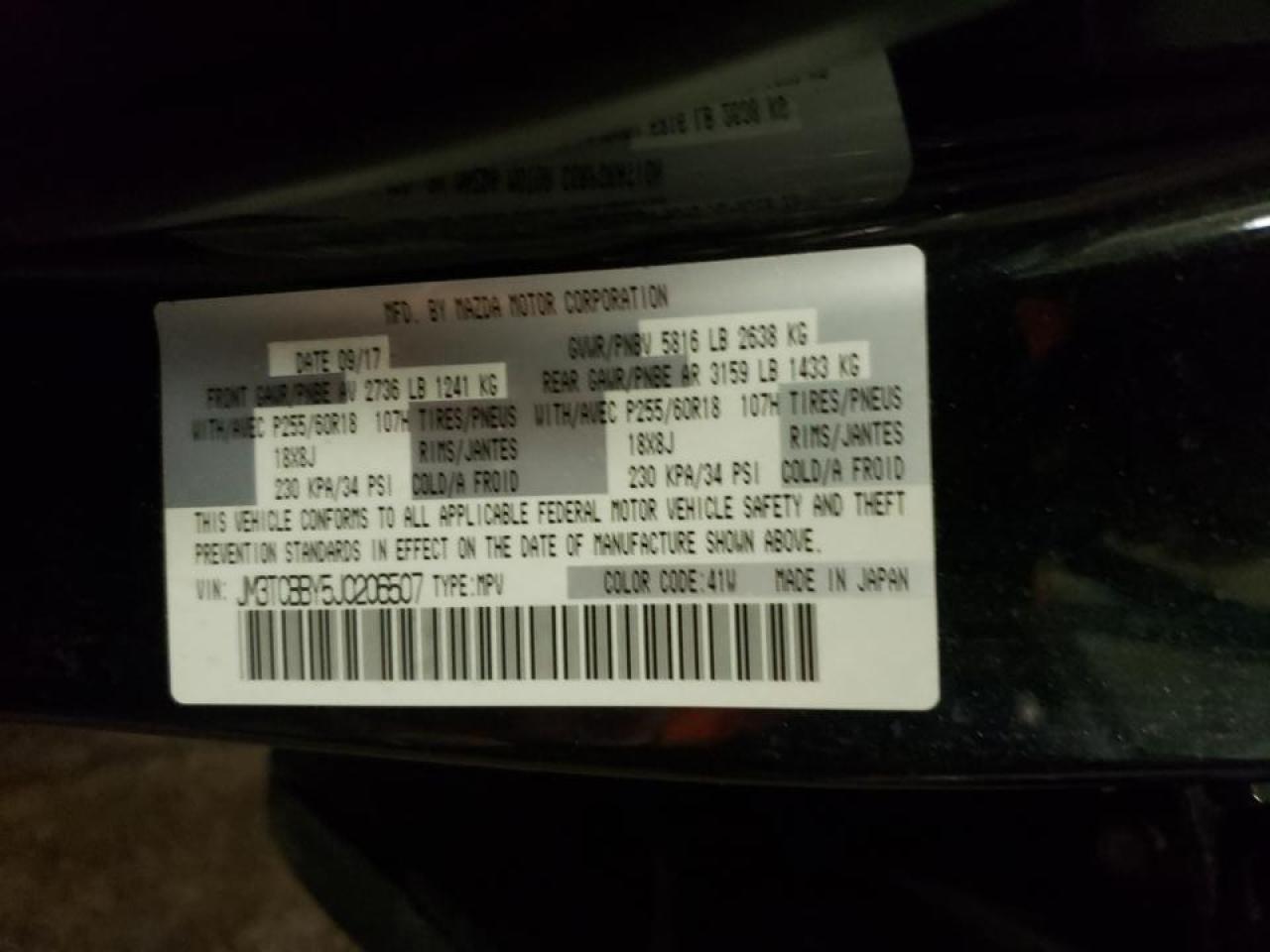 Photo 10 from auction – 2018 MAZDA CX-9 SPORT with VIN JM3TCBBY5J0206507
