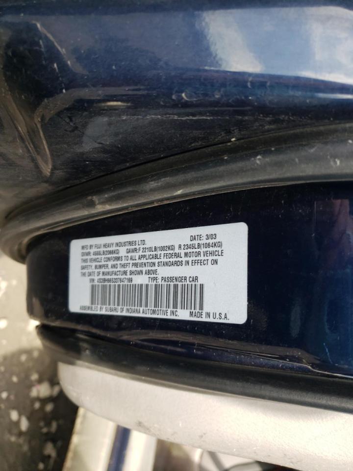 Photo 10 from auction – 2003 SUBARU LEGACY OUT with VIN 4S3BH665337647169