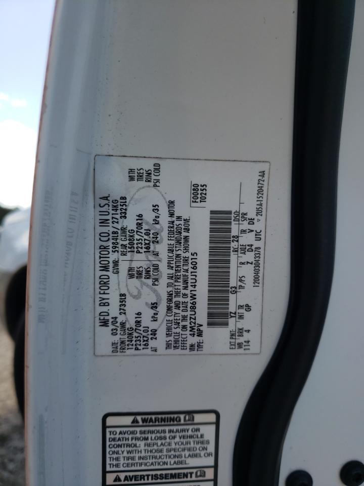 Photo 10 from auction – 2004 MERCURY MOUNTAINEE with VIN 4M2ZU86W14UJ16015