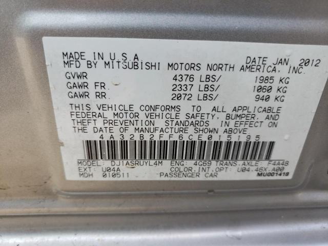 Photo 10 from auction – 2012 MITSUBISHI GALANT FE with VIN 4A32B2FF6CE015195