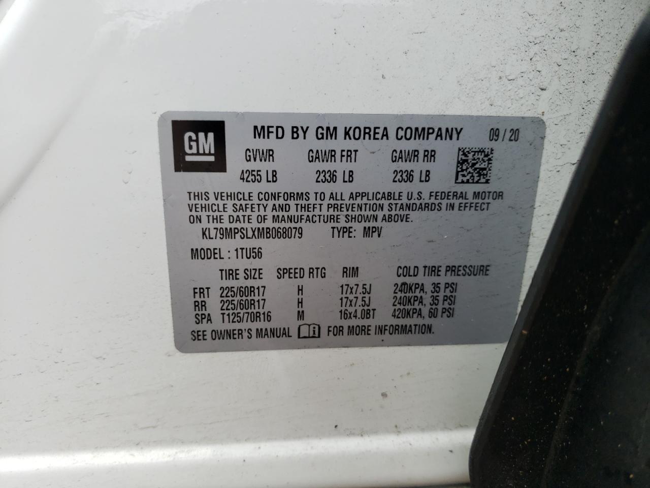 Photo 10 from auction – 2021 CHEVROLET TRAILBLAZE with VIN KL79MPSLXMB068079