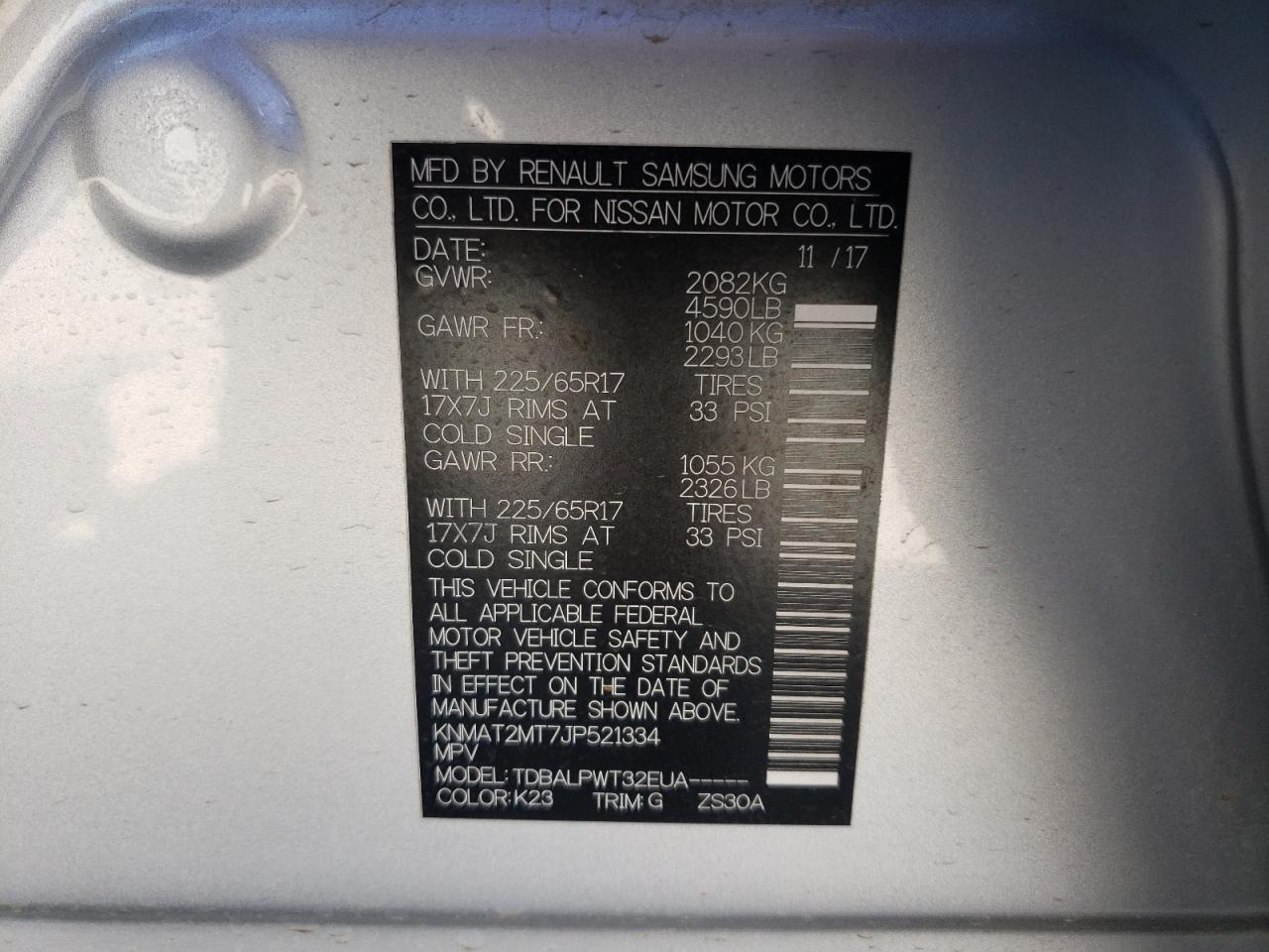 Photo 10 from auction – 2018 NISSAN ROGUE S with VIN KNMAT2MT7JP521334