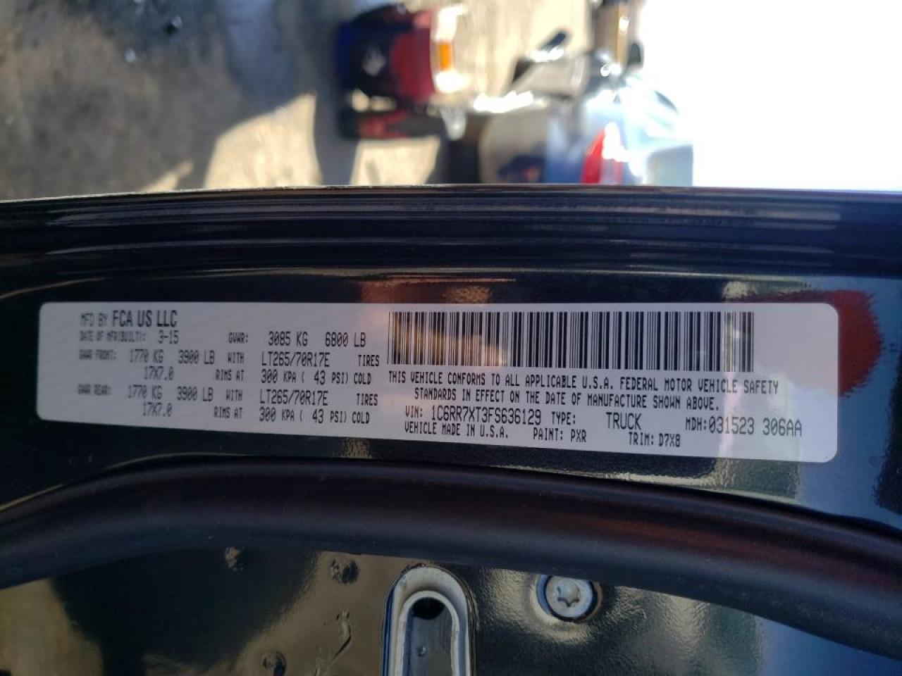 Photo 10 from auction – 2015 RAM 1500 SSV with VIN 1C6RR7XT3FS636129