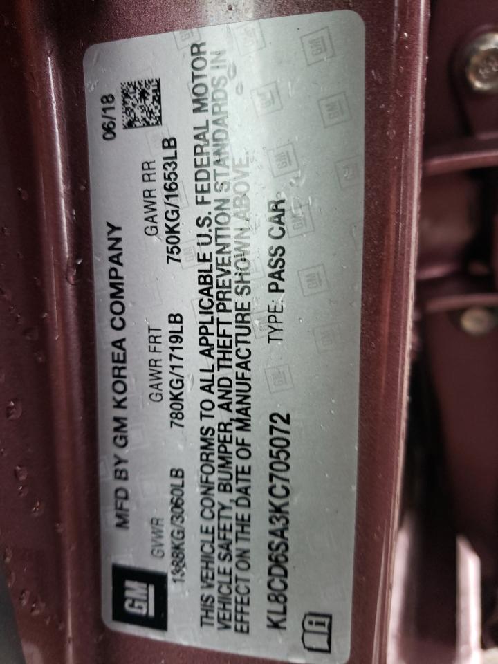 Photo 10 from auction – 2019 CHEVROLET SPARK 1LT with VIN KL8CD6SA3KC705072