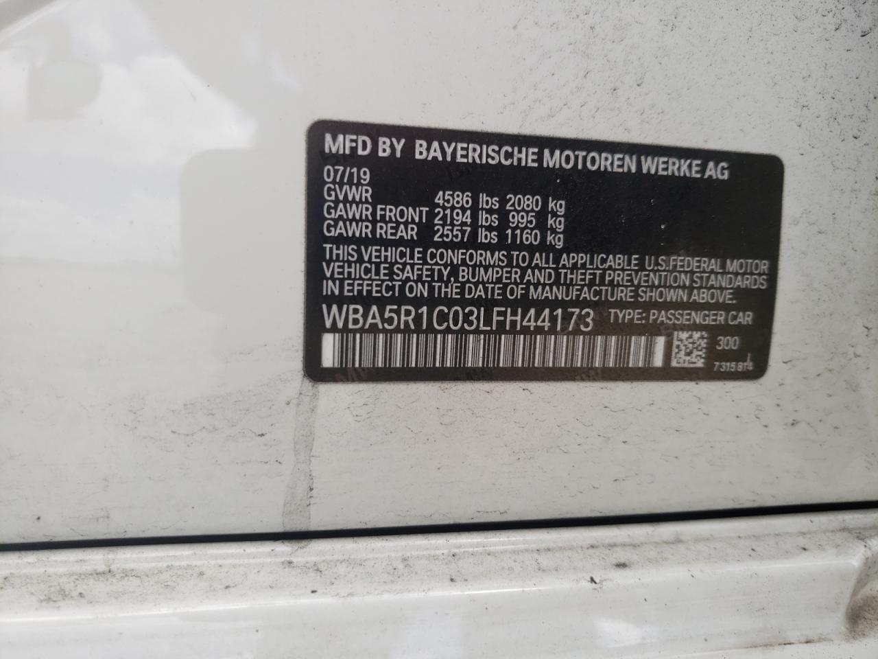 Photo 10 from auction – 2020 BMW 330I with VIN WBA5R1C03LFH44173