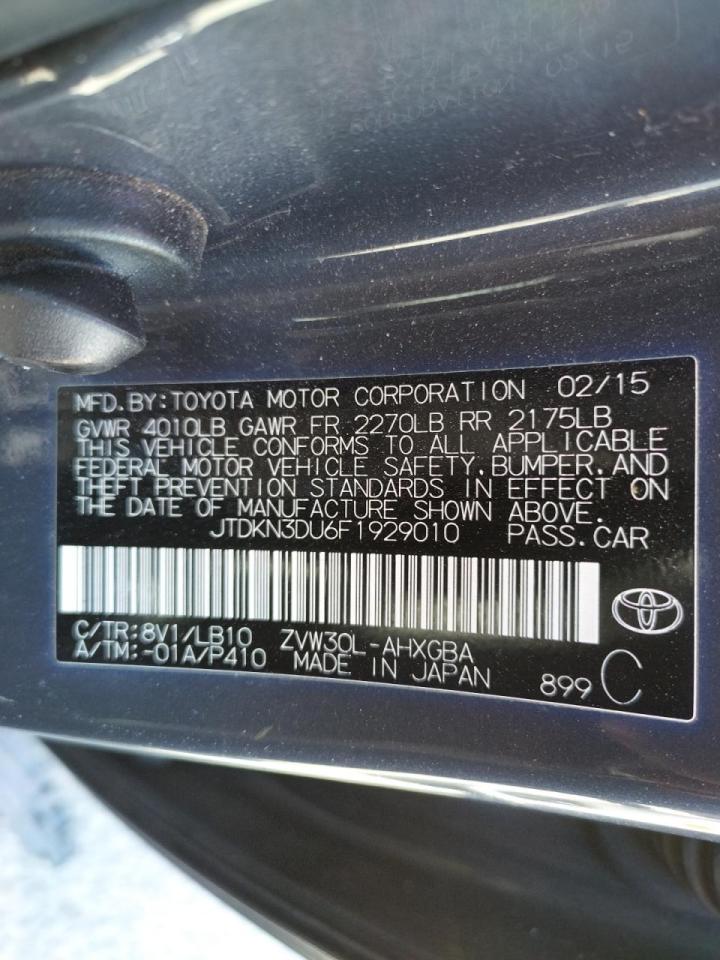 Photo 10 from auction – 2015 TOYOTA PRIUS with VIN JTDKN3DU6F1929010