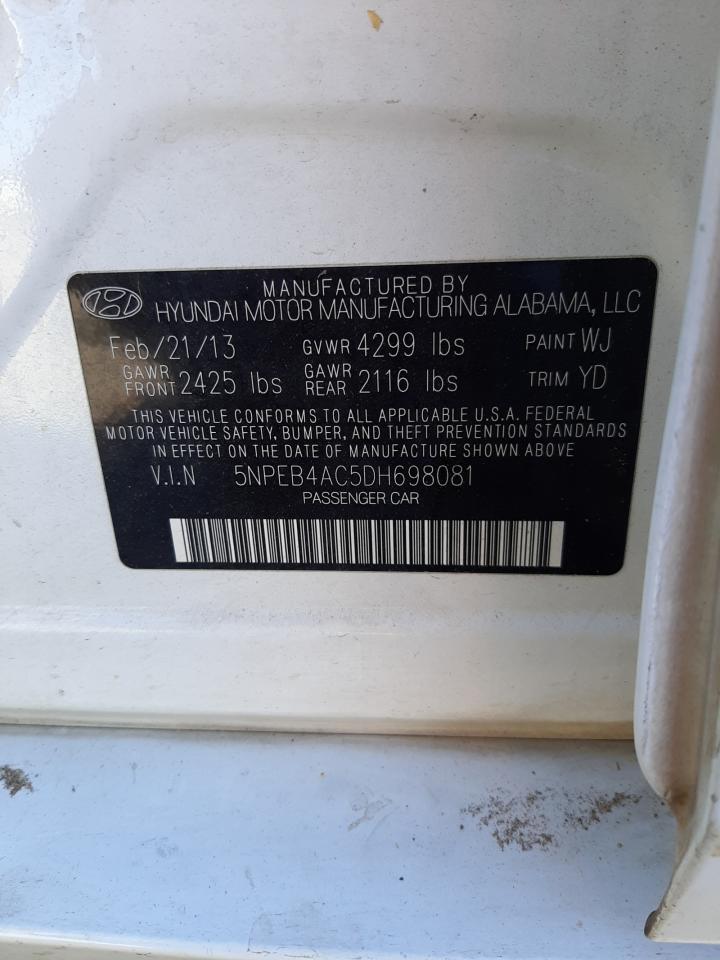 Photo 10 from auction – 2013 HYUNDAI SONATA GLS with VIN 5NPEB4AC5DH698081