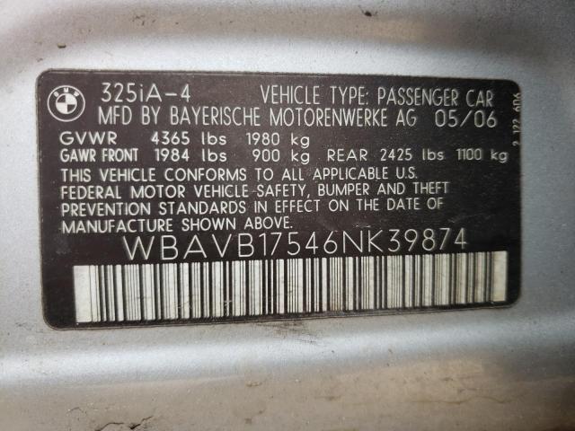 Photo 10 from auction – 2006 BMW 325 I AUTO with VIN WBAVB17546NK39874