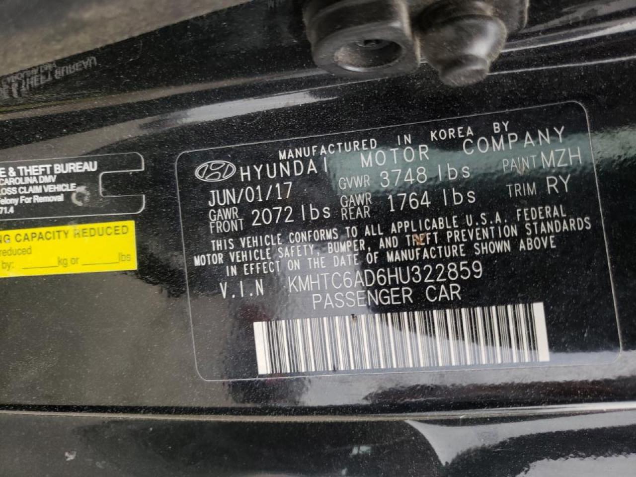 Photo 10 from auction – 2017 HYUNDAI VELOSTER with VIN KMHTC6AD6HU322859