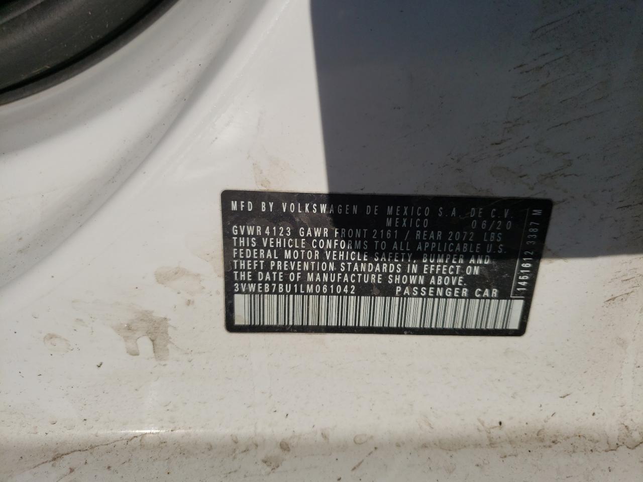 Photo 10 from auction – 2020 VOLKSWAGEN JETTA SEL with VIN 3VWEB7BU1LM061042