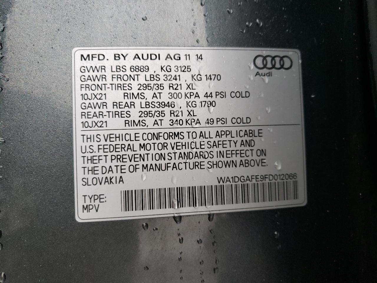 Photo 10 from auction – 2015 AUDI Q7 PRESTIG with VIN WA1DGAFE9FD012066