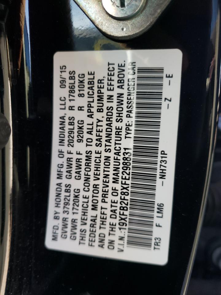 Photo 10 from auction – 2015 HONDA CIVIC EX with VIN 19XFB2F8XFE298831