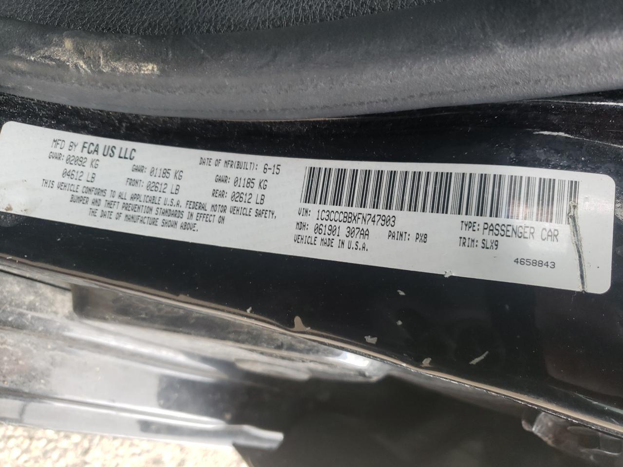 Photo 10 from auction – 2015 CHRYSLER 200 S with VIN 1C3CCCBBXFN747903