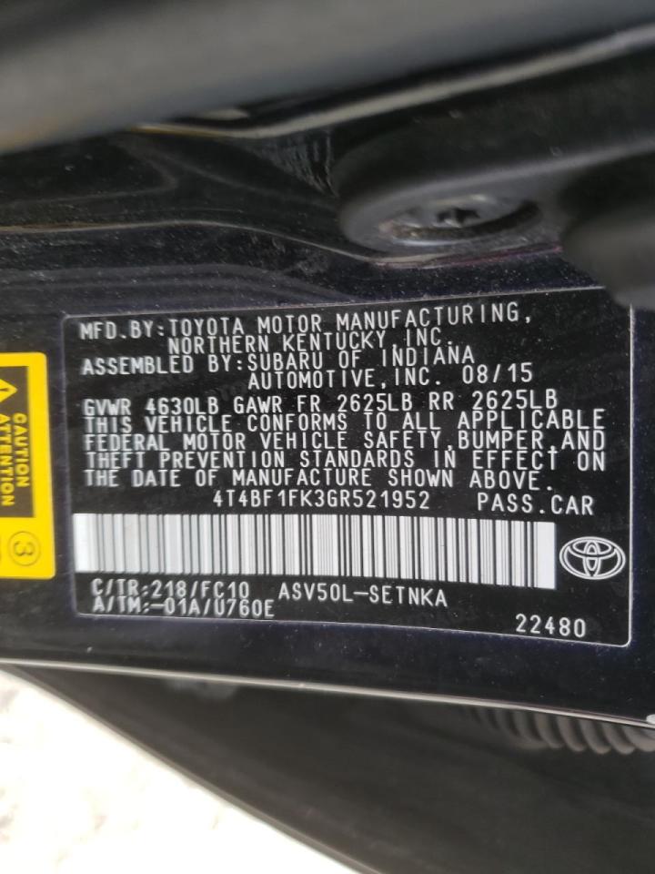 Photo 10 from auction – 2016 TOYOTA CAMRY LE with VIN 4T4BF1FK3GR521952