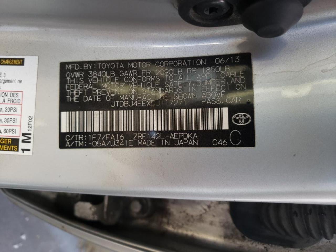 Photo 10 from auction – 2013 TOYOTA COROLLA BA with VIN JTDBU4EEXDJ117271