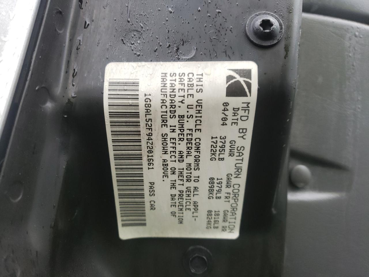 Photo 10 from auction – 2004 SATURN ION LEVEL with VIN 1G8AL52F94Z201661