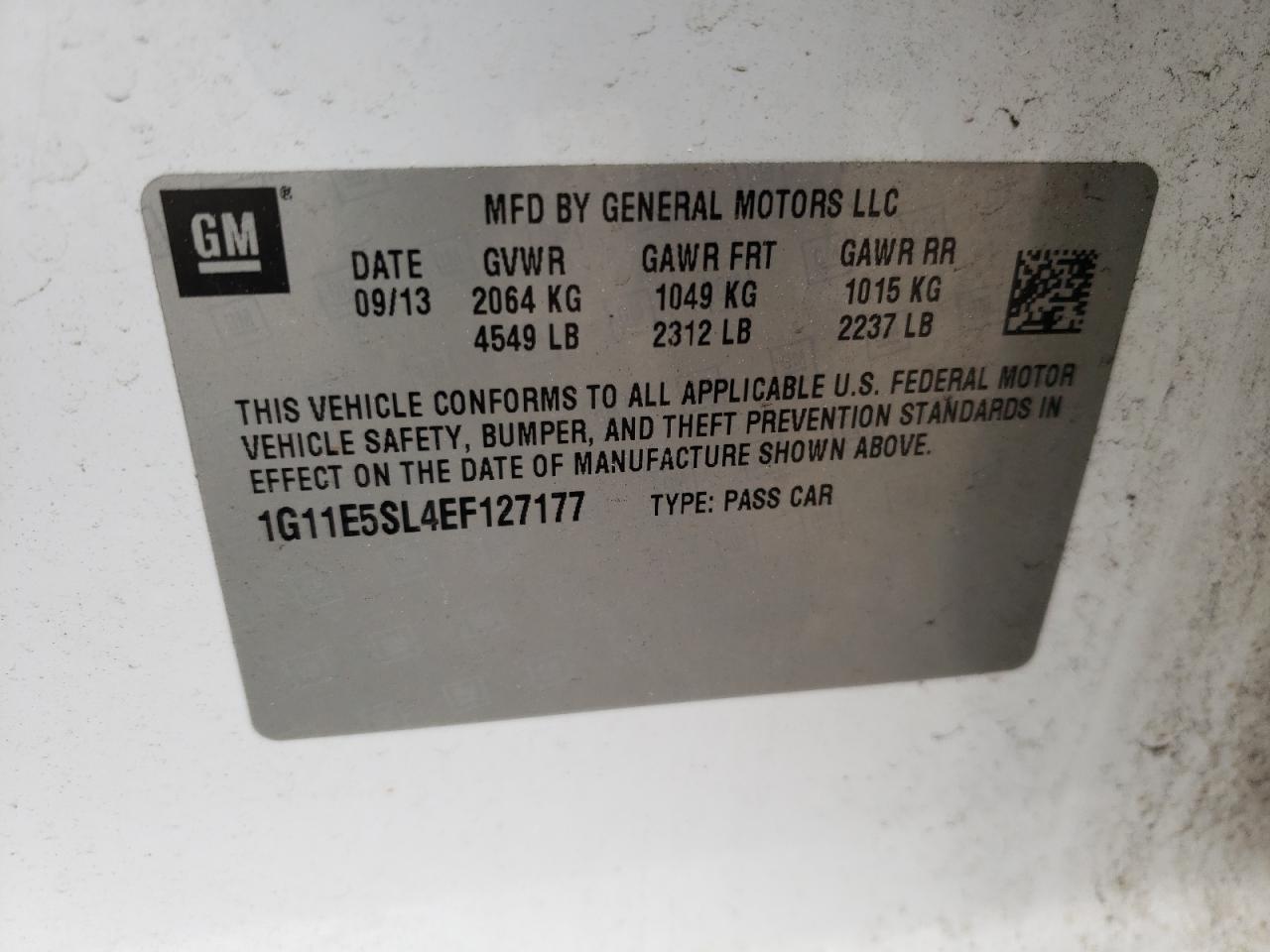 Photo 10 from auction – 2014 CHEVROLET MALIBU 2LT with VIN 1G11E5SL4EF127177