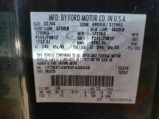 Photo 10 from auction – 2004 FORD F150 with VIN 1FTRX14W94FA00458