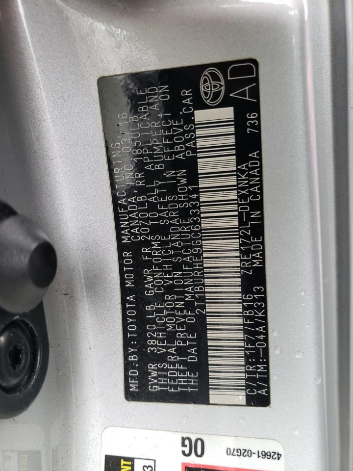 Photo 10 from auction – 2016 TOYOTA COROLLA L with VIN 2T1BURHE9GC633341