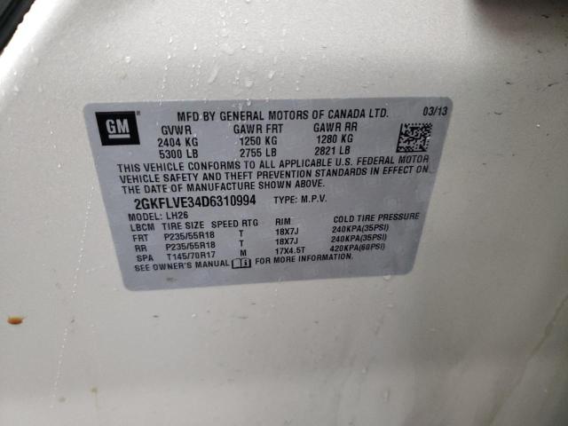 Photo 10 from auction – 2013 GMC TERRAIN SL with VIN 2GKFLVE34D6310994