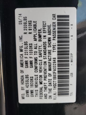 Photo 10 from auction – 2015 HONDA ACCORD EXL with VIN 1HGCT1B80FA002848