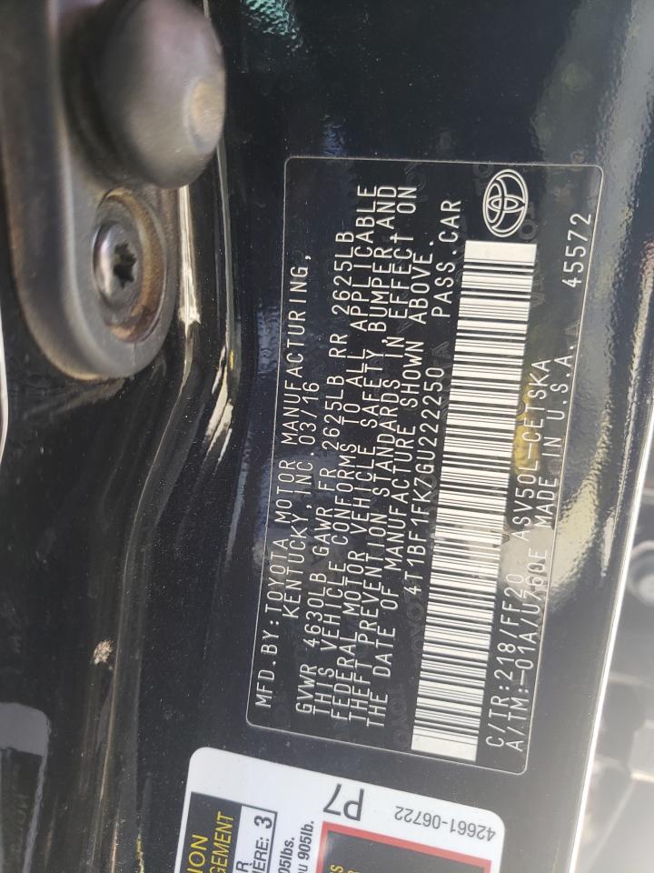 Photo 10 from auction – 2016 TOYOTA CAMRY LE with VIN 4T1BF1FK7GU222250