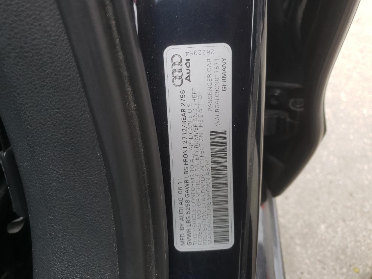 Photo 10 from auction – 2012 AUDI A6 with VIN WAUBGAFC9CN017671