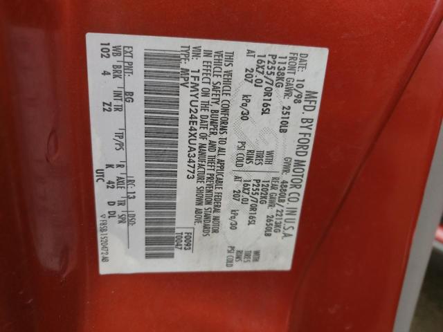 Photo 10 from auction – 1999 FORD EXPLORER with VIN 1FMYU24E4XUA34773