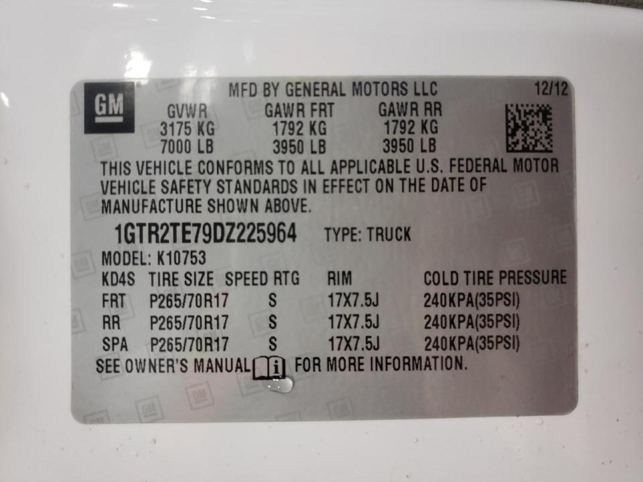 Photo 10 from auction – 2013 GMC SIERRA K15 with VIN 1GTR2TE79DZ225964