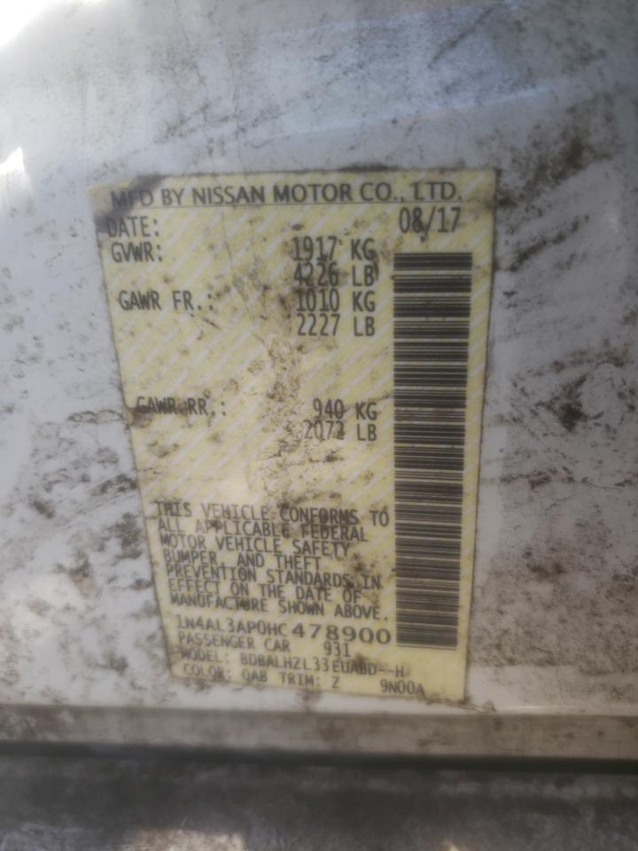 Photo 10 from auction – 2017 NISSAN ALTIMA 2.5 with VIN 1N4AL3AP0HC478900