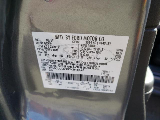 Photo 10 from auction – 2012 FORD ESCAPE XLT with VIN 1FMCU0D7XCKB18425