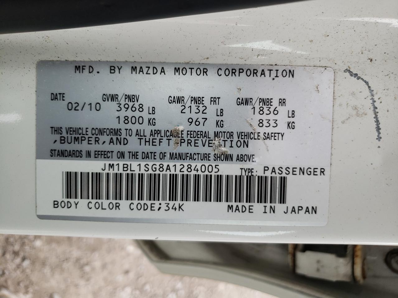 Photo 10 from auction – 2010 MAZDA 3 I with VIN JM1BL1SG8A1284005