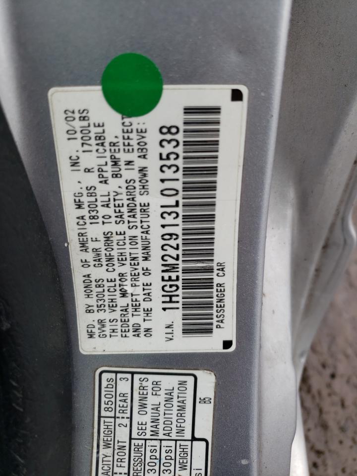 Photo 10 from auction – 2003 HONDA CIVIC EX with VIN 1HGEM22913L013538