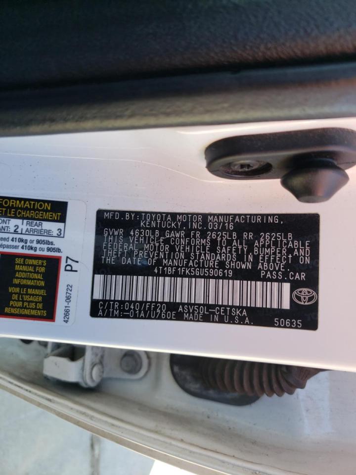 Zdjęcie 10 z aukcji – 2016 TOYOTA CAMRY z VIN 4T1BF1FK5GU590619