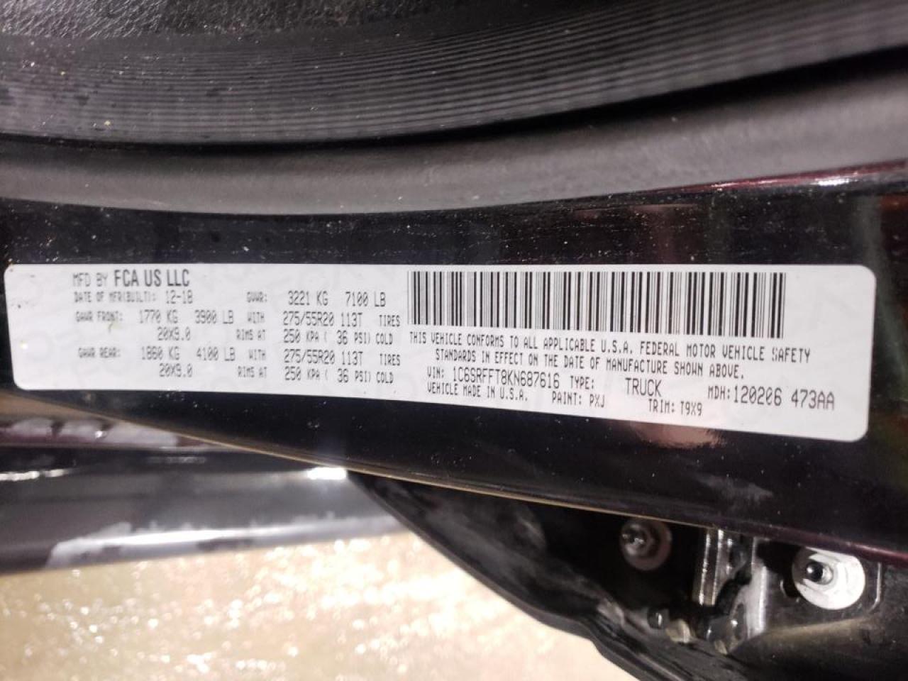 Photo 10 from auction – 2019 RAM 1500 BIG H with VIN 1C6SRFFT8KN687616