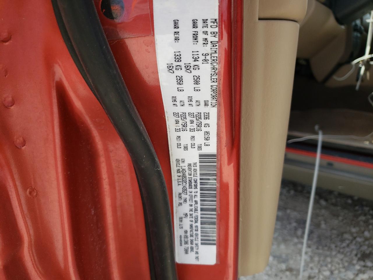 Photo 10 from auction – 2002 JEEP GRAND CHER with VIN 1J4GX48S32C143527