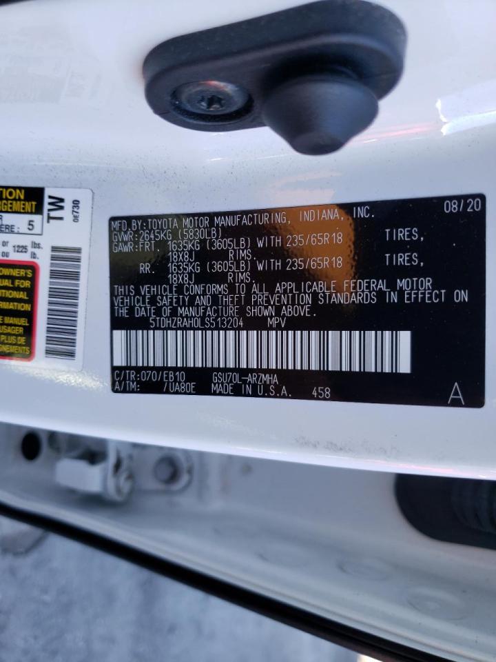 Photo 10 from auction – 2020 TOYOTA HIGHLANDER with VIN 5TDHZRAH0LS513204
