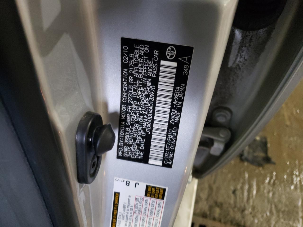 Photo 10 from auction – 2010 TOYOTA PRIUS with VIN JTDKN3DU4A0133970