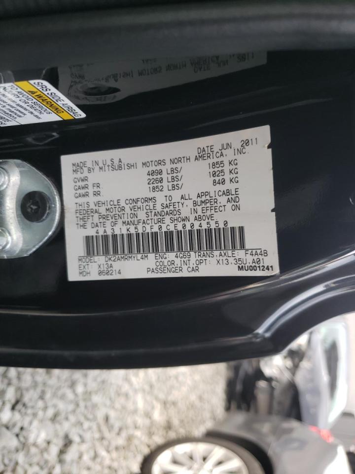 Photo 10 from auction – 2012 MITSUBISHI ECLIPSE GS with VIN 4A31K5DF0CE004550