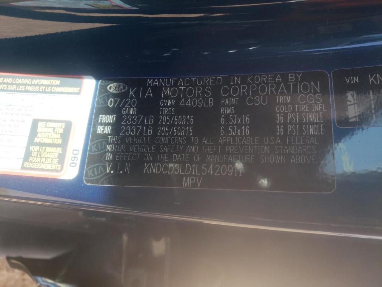 Photo 10 from auction – 2020 KIA NIRO EX with VIN KNDCD3LD1L5420911