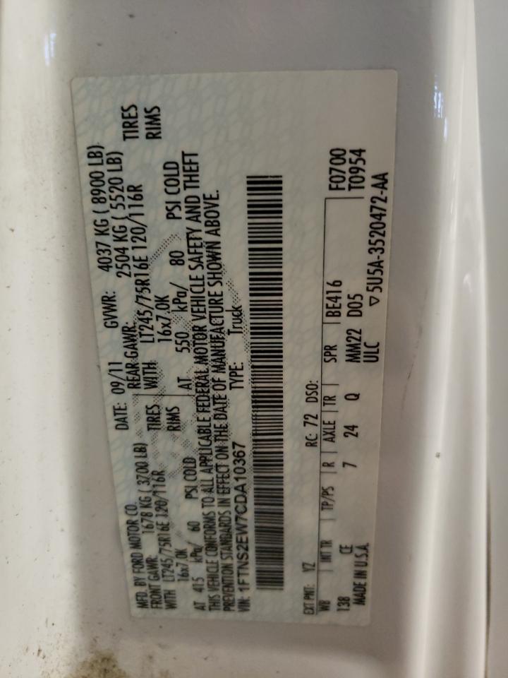 Photo 10 from auction – 2012 FORD ECONOLINE with VIN 1FTNS2EW7CDA10367