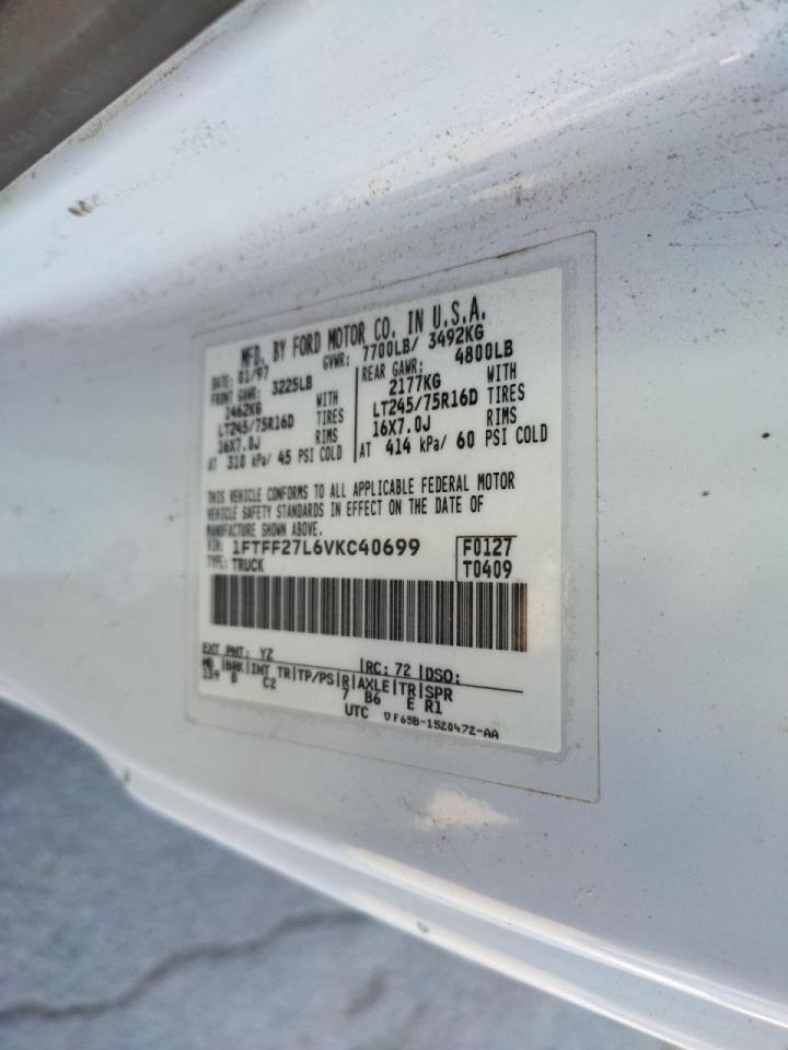 Photo 10 from auction – 1997 FORD F250 with VIN 1FTFF27L6VKC40699