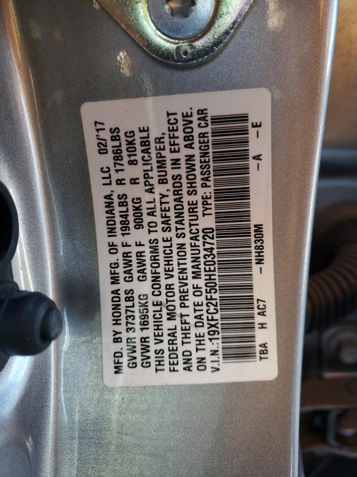 Photo 10 from auction – 2017 HONDA CIVIC LX with VIN 19XFC2F50HE034720