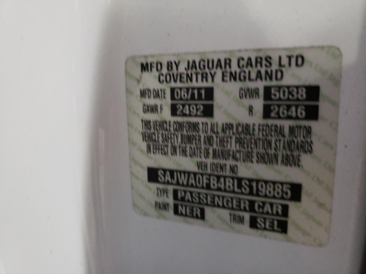 Photo 10 from auction – 2011 JAGUAR XF with VIN SAJWA0FB4BLS19885