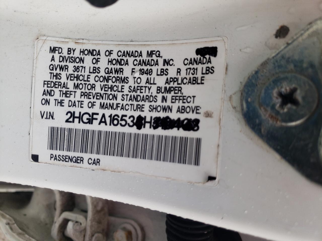 Photo 10 from auction – 2011 HONDA CIVIC with VIN 2HGFA1F50BH527147