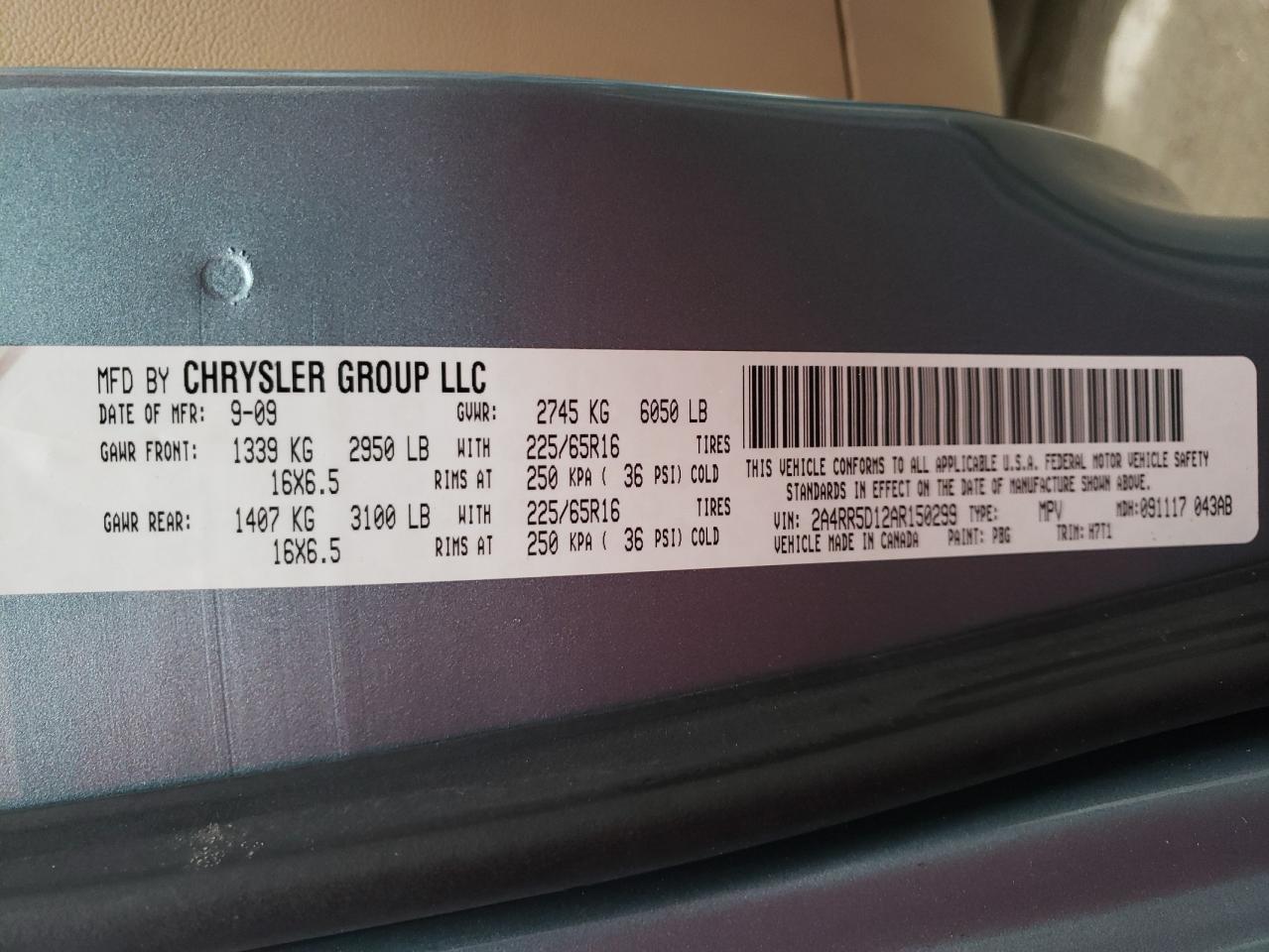 Photo 10 from auction – 2010 CHRYSLER TOWN & COU with VIN 2A4RR5D12AR150299