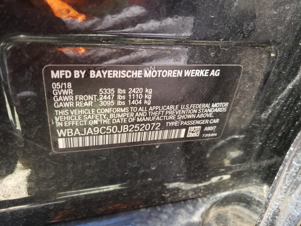 Photo 10 from auction – 2018 BMW 530E with VIN WBAJA9C50JB252072