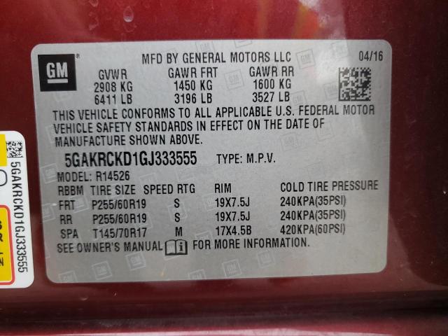 Photo 10 from auction – 2016 BUICK ENCLAVE with VIN 5GAKRCKD1GJ333555